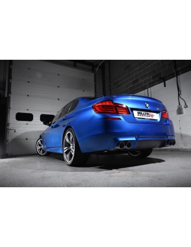 BMW M5 (F10) Milltek Sport Cat-Back 4x 90 svarta GT utblås med aktiva avgasventiler