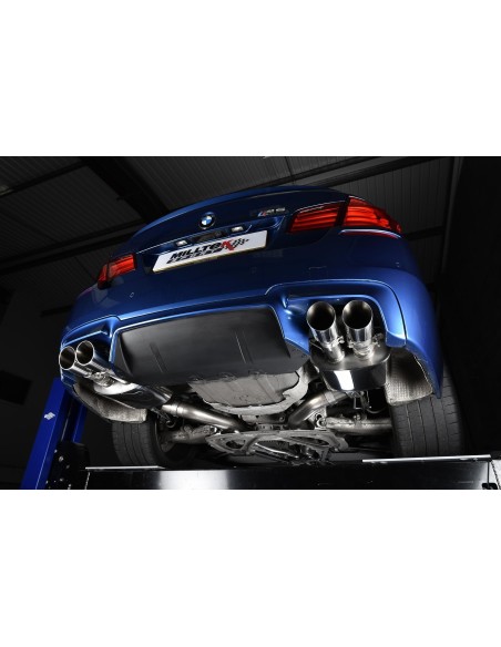 BMW M5 (F10) Milltek Sport Cat-Back 4x 90 chrome GT utblås med aktiva avgasventiler