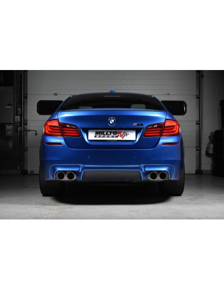 BMW M5 (F10) Milltek Sport Cat-Back 4x 90 chrome GT utblås med aktiva avgasventiler