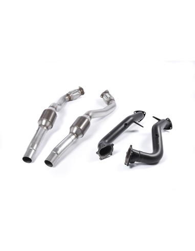 Audi RS7 4,0TFSi 4G Milltek Sport Downpipes som är med svart coating och 100 cells racekatalysatorer