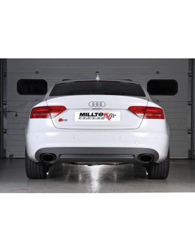 Audi S5 3,0TFSi Sportback B8 Milltek Sport Cat-Back 2x 150x95 svarta ovala utblås med aktiva avgasventiler