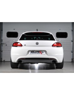 VW Scirocco 2,0TFSi GT Milltek Sport 3" Cat-Back Non-Resonated 2x ovala svarta utblås (kräver Scirocco R diffuser)