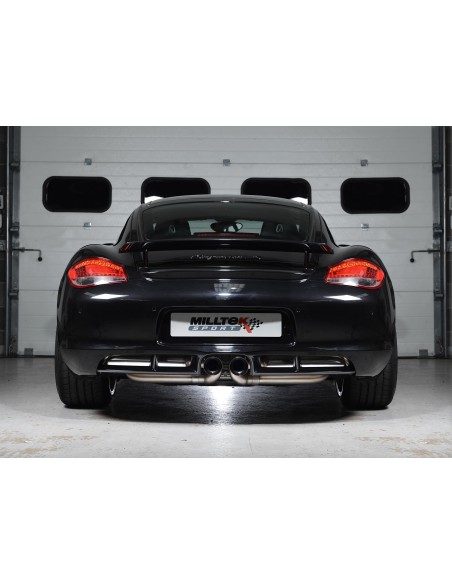 Porsche 987 Cayman 3,4 S Milltek Sport Cat-Back avgassystem 90mm Svarta utblås - Non-Resonated (mindre-dämpad)