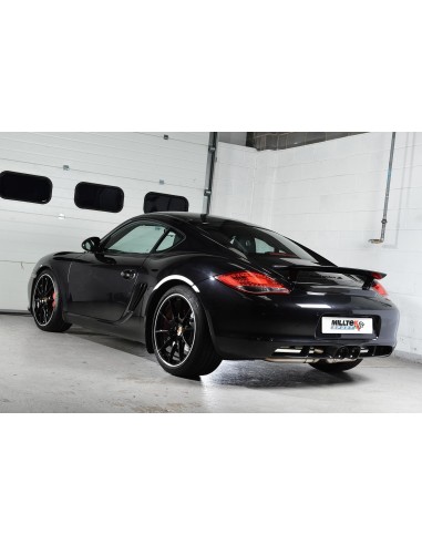 Porsche 987 Cayman 3,4 S Milltek Sport Cat-Back avgassystem 90mm Svarta utblås - Resonated (dämpad)