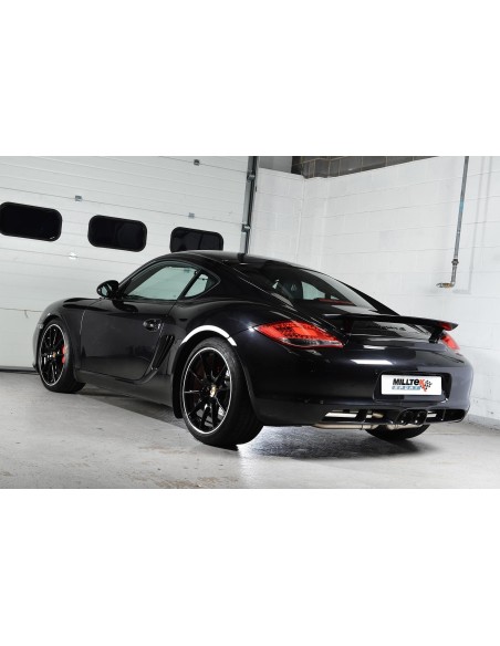 Porsche 987 Cayman 3,4 S Milltek Sport Cat-Back avgassystem 90mm Svarta utblås - Resonated (dämpad)