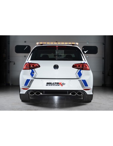 VW Golf R 3/5 dörrars mk7 Milltek Sport 3" Cat-Back 4x ovala polerade utblås (med original avgasstyrning) - Non-Resonated (mindr