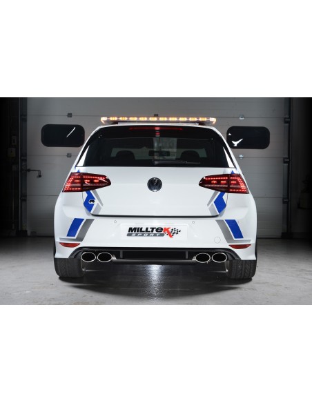 VW Golf R 3/5 dörrars mk7 Milltek Sport 3" Cat-Back 4x ovala polerade utblås (med original avgasstyrning) - Non-Resonated (mindr