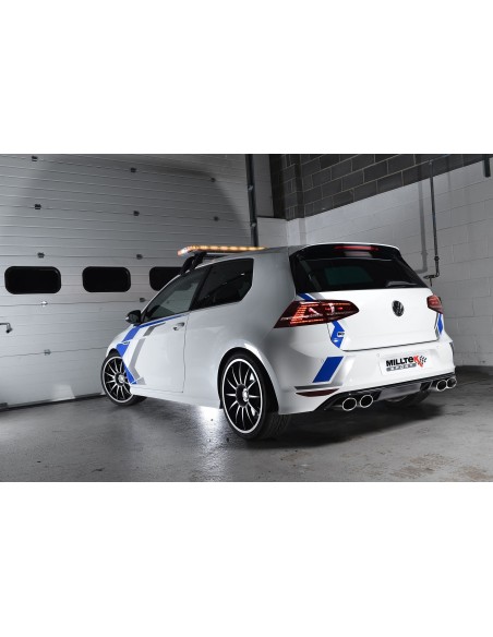 VW Golf R 3/5 dörrars mk7 Milltek Sport 3" Cat-Back 4x ovala polerade utblås (med original avgasstyrning) - Non-Resonated (mindr