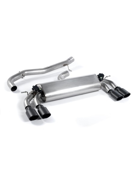 VW Golf R 3/5 dörrars mk7 Milltek Sport 3" Cat-Back 4x ovala svarta utblås (med original avgasstyrning) - Non-Resonated (mindre-