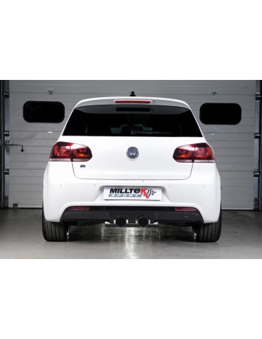 VW Golf R mk6 Milltek Sport 2,75" Cat-Back 2x 100 GT svarta utblås med aktiva avgasventiler - Resonated (dämpad)