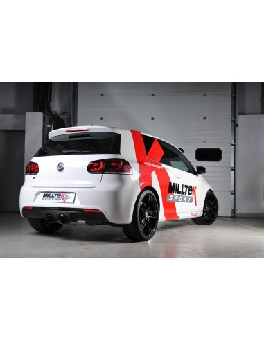 VW Golf R mk6 Milltek Sport 2,75" Cat-Back 2x 100 GT svarta utblås med aktiva avgasventiler - Resonated (dämpad)