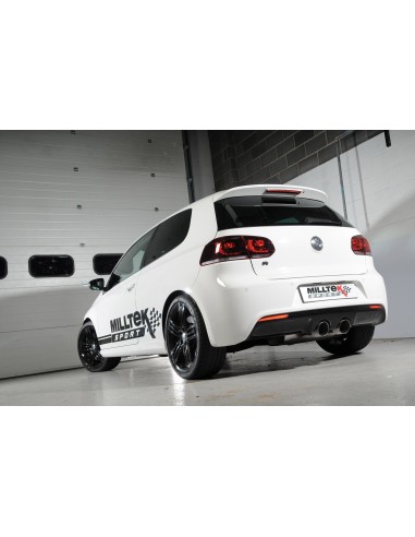 VW Golf R mk6 Milltek Sport 2,75" Cat-Back 2x 100 GT titan utblås med aktiva avgasventiler - Resonated (dämpad)