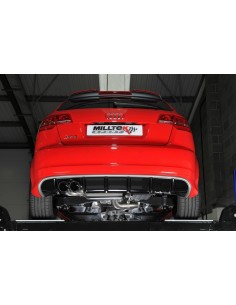 Audi RS3 2,5TFSi 8P Milltek Sport 3" Cat-Back 2x 90 Svarta GT utblås med avgasventiler - Resonated (dämpad)