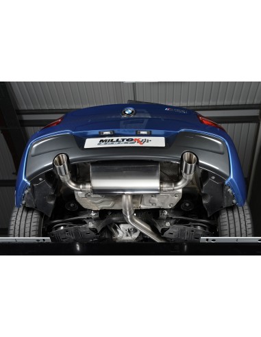 BMW M135i (ej X-drive) Milltek Sport Cat-Back 2x 90 chrome GT utblås - Resonated (dämpad) utan avgasventiler