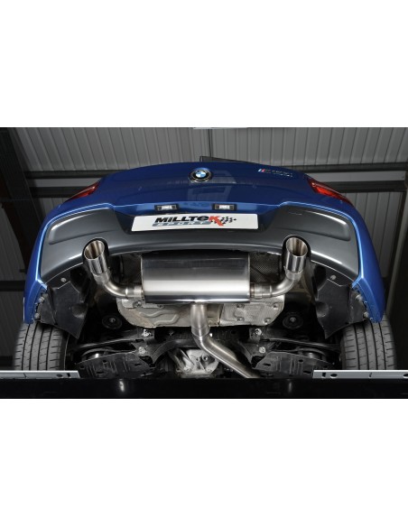 BMW M135i Milltek Sport Bakre dämpare 2x 90 chrome GT utblås - Resonated (dämpad) utan avgasventiler
