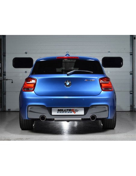 BMW M135i Milltek Sport Bakre dämpare 2x 90 chrome GT utblås - Resonated (dämpad) utan avgasventiler