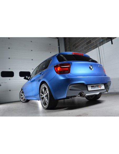 BMW M135i Milltek Sport Bakre dämpare 2x 90 chrome GT utblås - Resonated (dämpad) utan avgasventiler
