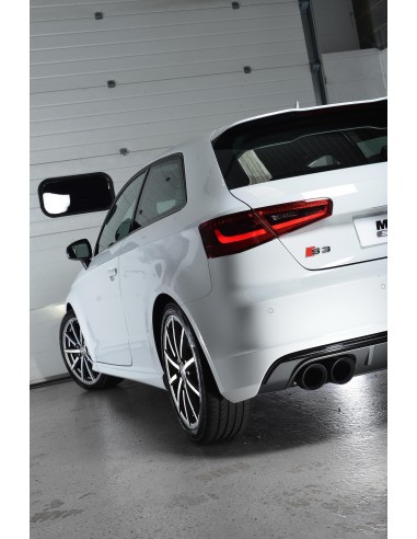 Audi S3 2,0TFSi 3-D 8V Milltek Sport 3" Cat-Back 4x 100 svarta GT utblås (med original avgasstyrning) - Non-Resonated (mindre-dä