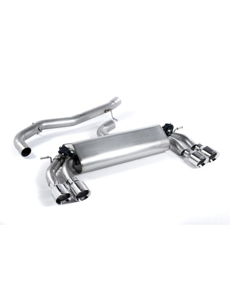 Audi S3 2,0TFSi 3-D 8V Milltek Sport 3" Cat-Back 4x 100 chrome GT utblås (med original avgasstyrning) - Non-Resonated (mindre-dä