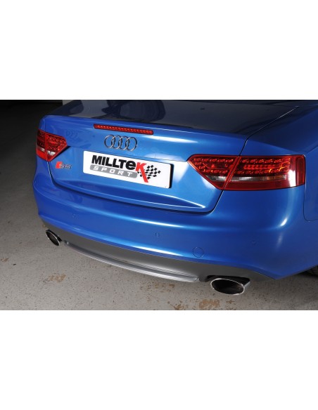 Audi S5 3,0TFSi Coupé / Cab B8 Milltek Sport Cat-Back 2x 150x95 chrome ovala utblås - Non-Resonated (mindre-dämpad)