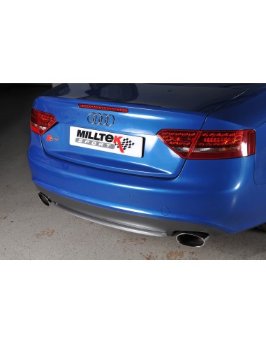 Audi S5 3,0TFSi Coupé / Cab B8 Milltek Sport Cat-Back 2x 150x95 chrome ovala utblås - Resonated (dämpad)