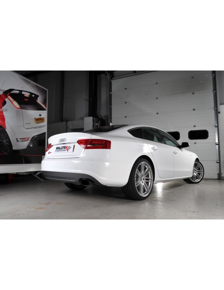 Audi S5 3,0TFSi Sportback B8 Milltek Sport Cat-Back 2x 150x95 svarta ovala utblås - Resonated (dämpad)