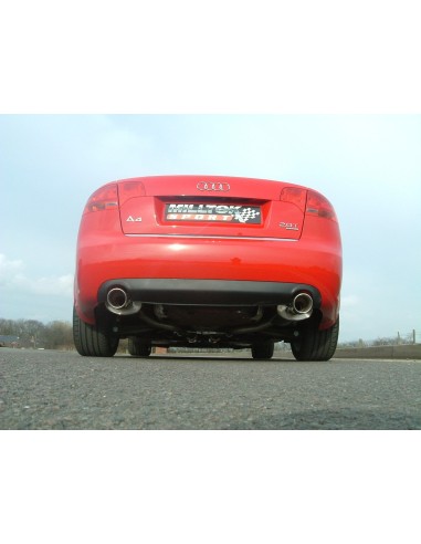Audi A4 2,0TFSi B7 Quattro Milltek Sport Cat-Back 2x 100 chrome JET utblås - Non-Resonated (mindre-dämpad)