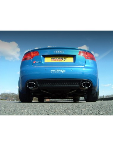 Audi RS4 4,2 V8 B7 Milltek Sport Cat-Back 2x chrome ovala utblås (utan avgasstyrning) - Non-Resonated (mindre-dämpad)