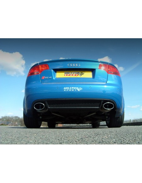 Audi RS4 4,2 V8 B7 Milltek Sport Cat-Back 2x chrome ovala utblås (utan avgasstyrning) - Resonated (dämpad)