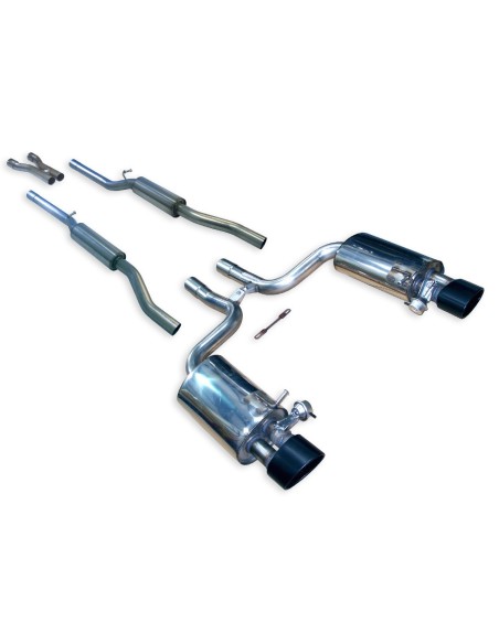 Audi RS4 4,2 V8 B7 Milltek Sport Cat-Back 2x svarta ovala utblås (med original avgasstyrning) - Resonated (dämpad)