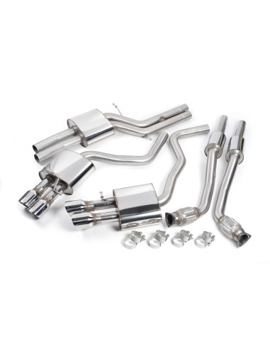 Audi S7 4,0TFSi V8 C7 Milltek Sport Cat-Back 4x 100 chrome GT utblås - Non-Resonated (mindre-dämpad)