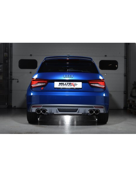 Audi S1 2,0TFSi Milltek Sport Cat-Back 4x GT90 Chrome utblås - Non-Resonated (mindre-dämpad)