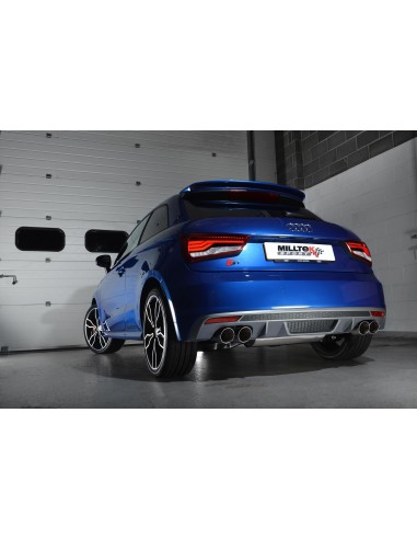 Audi S1 2,0TFSi Milltek Sport Cat-Back 4x GT90 Chrome utblås - Resonated (dämpad)