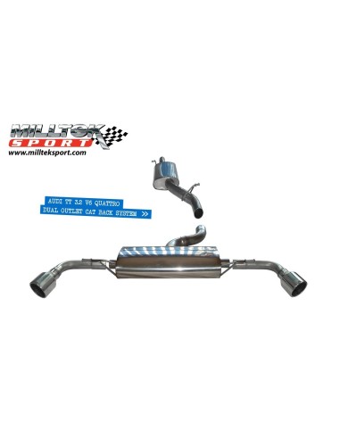 Audi TT 3,2 V6 8J Milltek Sport Cat-Back 2x 100 chrome JET utblås - Resonated (dämpad)