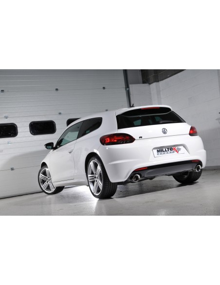 VW Scirocco 2,0TFSi R Milltek Sport 3" Cat-Back 2x 100 chrome GT utblås - Resonated (dämpad)