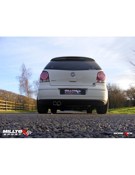 VW Polo 1,8T GTi Milltek Sport Cat-Back 2x 76,2 chrome JET utblås - Non-Resonated (mindre-dämpad)