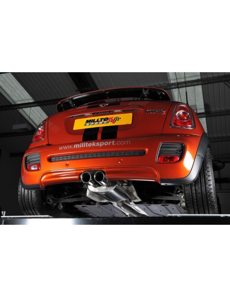 Mini Cooper Coupé S / JCW R58 Milltek Sport Cat-Back 2x 80 chrome GT utblås  - Non-Resonated (mindre-dämpad)