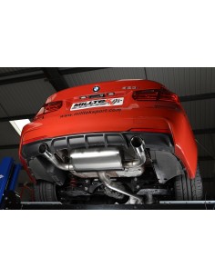 BMW 328i automat F30 Milltek Cat-Back 2x 90 chrome GT utblås (kräver 335i F30 diffuser) - Non-Resonated (mindre-dämpad) 2