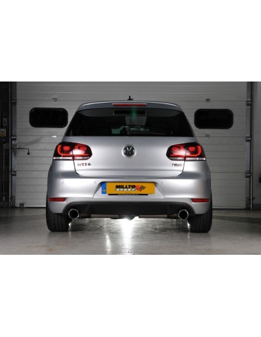 VW Golf GTi mk6 Milltek Sport 3" "RACE" Cat-Back 2x 100 chrome GT utblås - Non-Resonated (mindre-dämpad)
