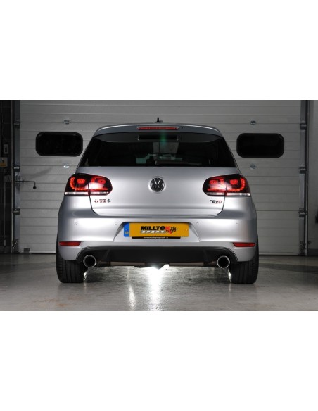 VW Golf GTi mk6 Milltek Sport 3" "RACE" Cat-Back 2x 100 chrome GT utblås - Non-Resonated (mindre-dämpad)