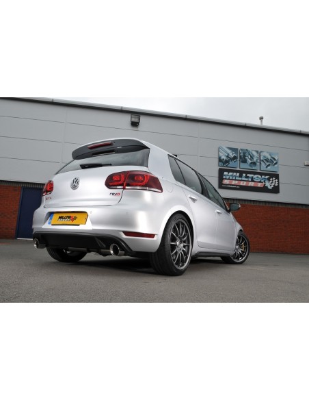 VW Golf GTi mk6 Milltek Sport 3" "RACE" Cat-Back 2x 100 chrome GT utblås - Non-Resonated (mindre-dämpad)