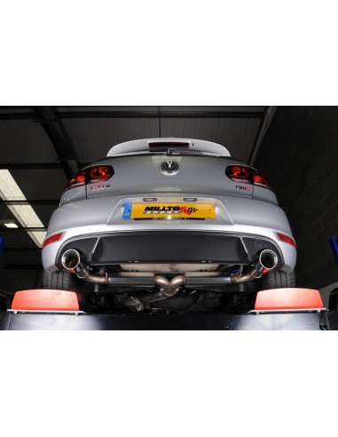 VW Golf GTi mk6 Milltek Sport 3" "RACE" Cat-Back 2x 100 chrome GT utblås - Resonated (dämpad)