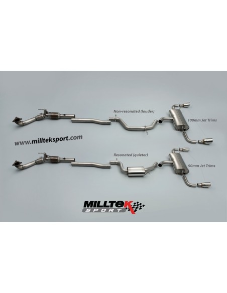 VW Golf GTi mk6 Milltek Sport Cat-Back 2x 100 JET utblås - Non-Resonated (mindre-dämpad)