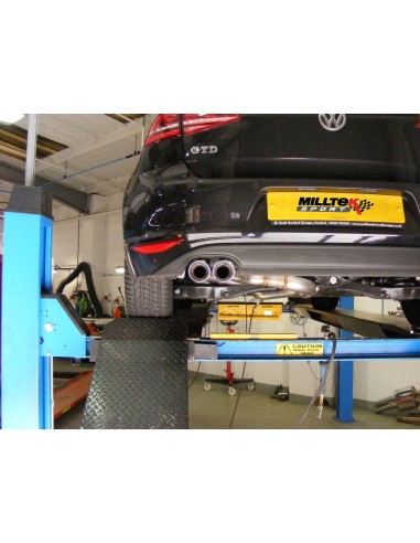 VW Golf GTD mk7 Milltek Sport Cat-Back 2x 80 chrome GT utblås - Non-Resonated (mindre-dämpad)