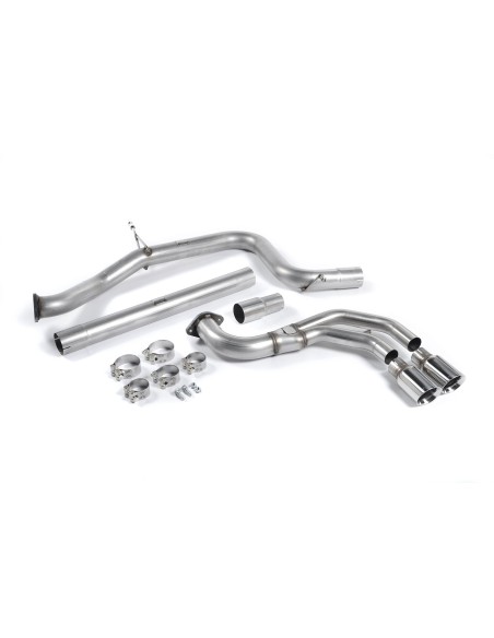 VW Golf GTD mk7 Milltek Sport Cat-Back 2x 80 chrome GT utblås - Non-Resonated (mindre-dämpad)