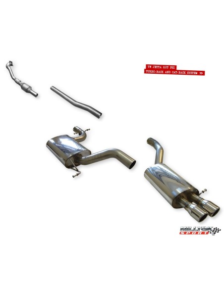 VW Jetta 2,0T GT Milltek Sport Cat-Back 2x 76,2 chrome JET utblås - Resonated (dämpad)