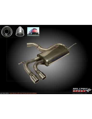 VW Golf 2,0TFSi GTi mk5 Milltek Sport 2,75" Cat-Back 2x 80 chrome JET utblås - Resonated (dämpad)