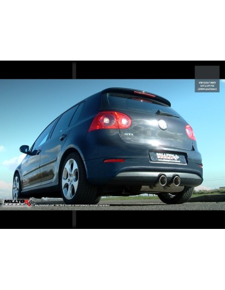 VW Golf 2,0TFSi GTi mk5 Milltek Sport 2,75" Cat-Back R32-style 2x 100 chrome GT utblås (kräver Golf R32 mk5 diffuser) - Resonate
