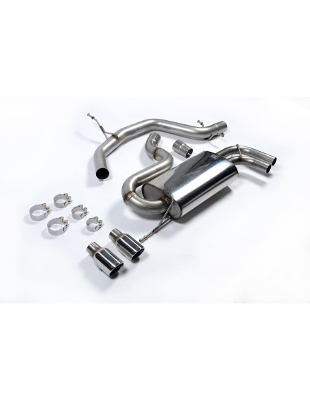 VW Golf 2,0TFSi GTi mk5 Milltek Sport 2,75" Cat-Back (stor dämpare bak) 2x 80 chrome JET utblås - Non-Resonated (mindre-dämpad)