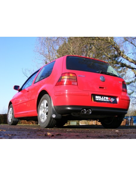 VW Golf 1,9TDi (framhjulsdriven) Milltek Sport Cat-Back 2x 76,2 chrome JET utblås (kan kräva Golf 4-Motion diffuser) - Non-Reson